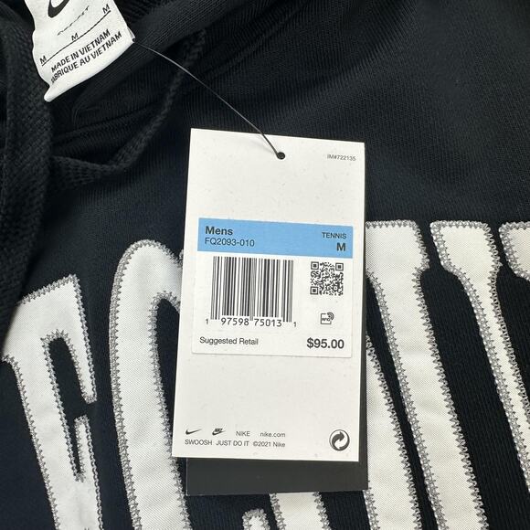 NikeCourt Hoodie Mens Medium Black Tennis Pullover Dri-FIT Sweatshirt FQ2093-010 - Picture 6 of 11